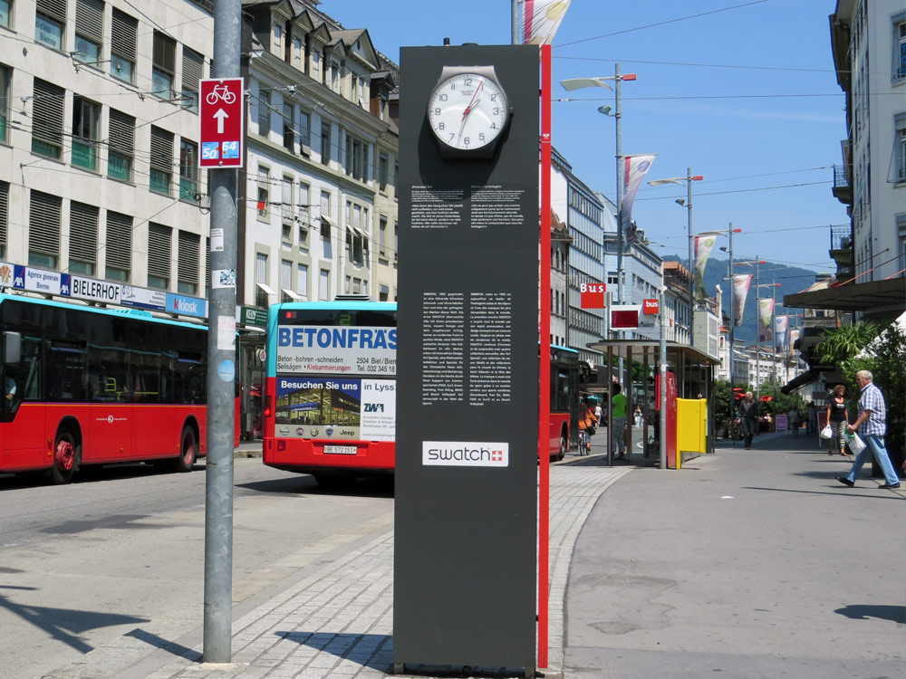  Swatch pulkstenis Rue de la Gare, Biel/Bienne, Šveice 