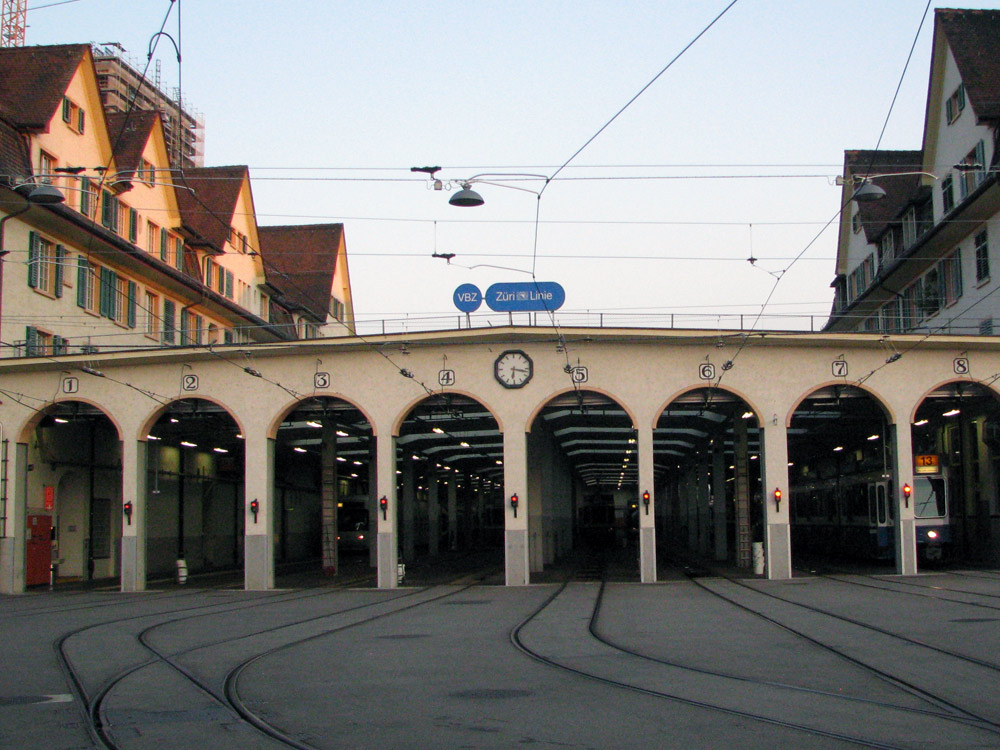 Tramvaju depo pulkstenis, Cīrihe, Šveice 